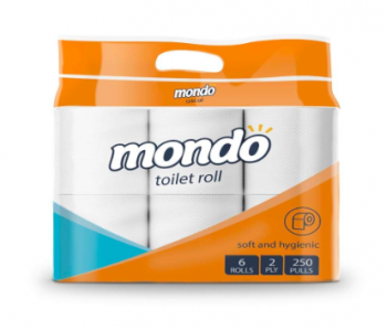 MONDO TOILET PAPER ROLL 6 PACK 2PLY 250PULLS
